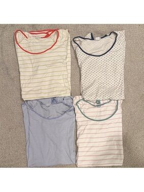 Women's 4-Pack Cotton Pajama Tops - Striped & Polka Dot Sleepwear